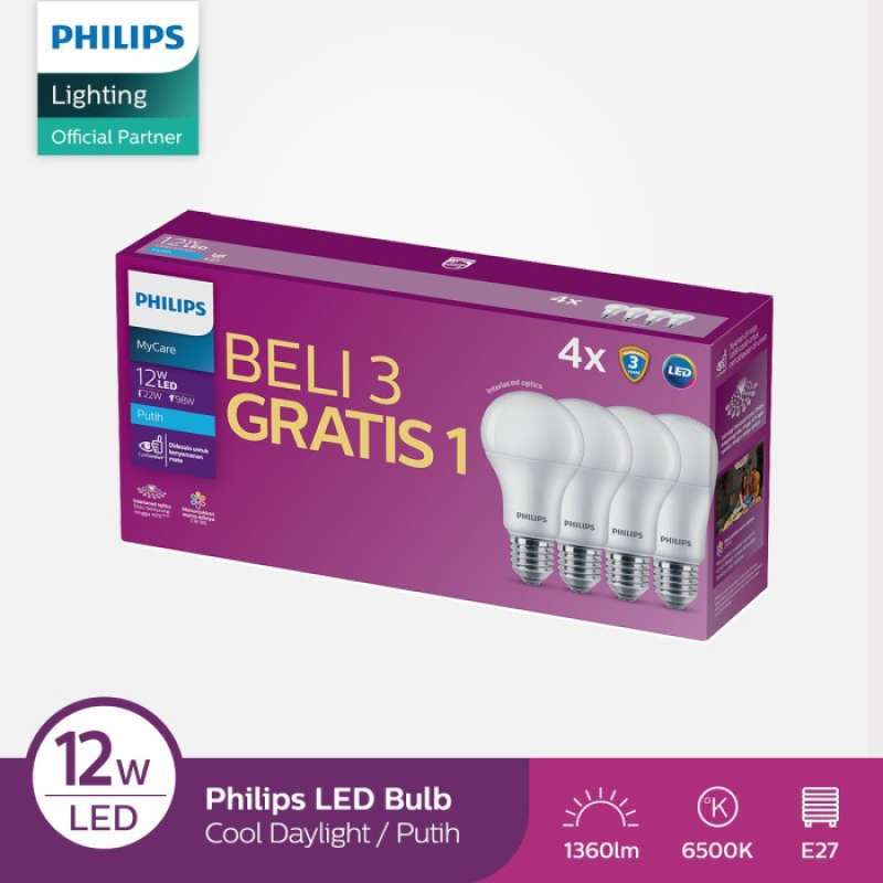 Jual Philips Ledbulb 12w E27 6500k 230v 4ct/4 9 Id Di Seller Cuanz