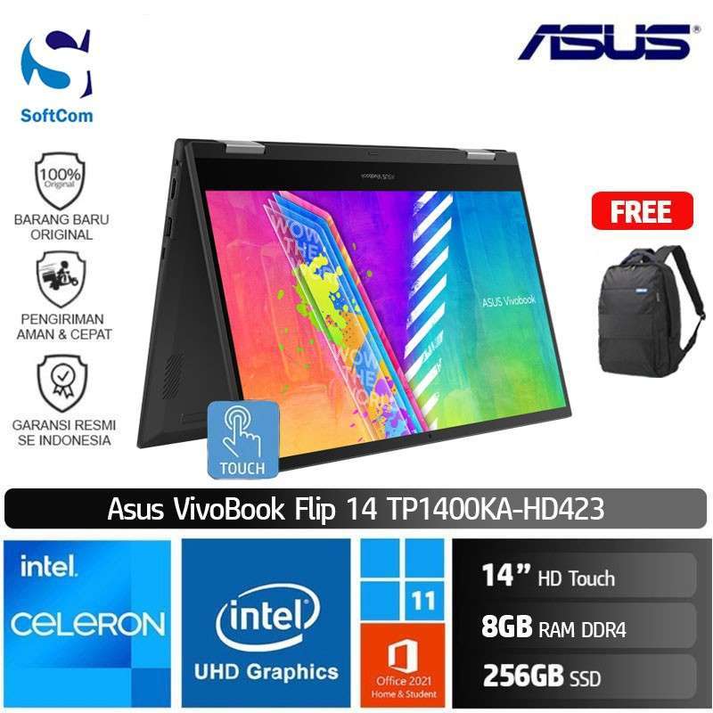 Promo Asus VivoBook Go 14 Flip TP1400KA HD423 laptop 2 In 1 [Celeron ...