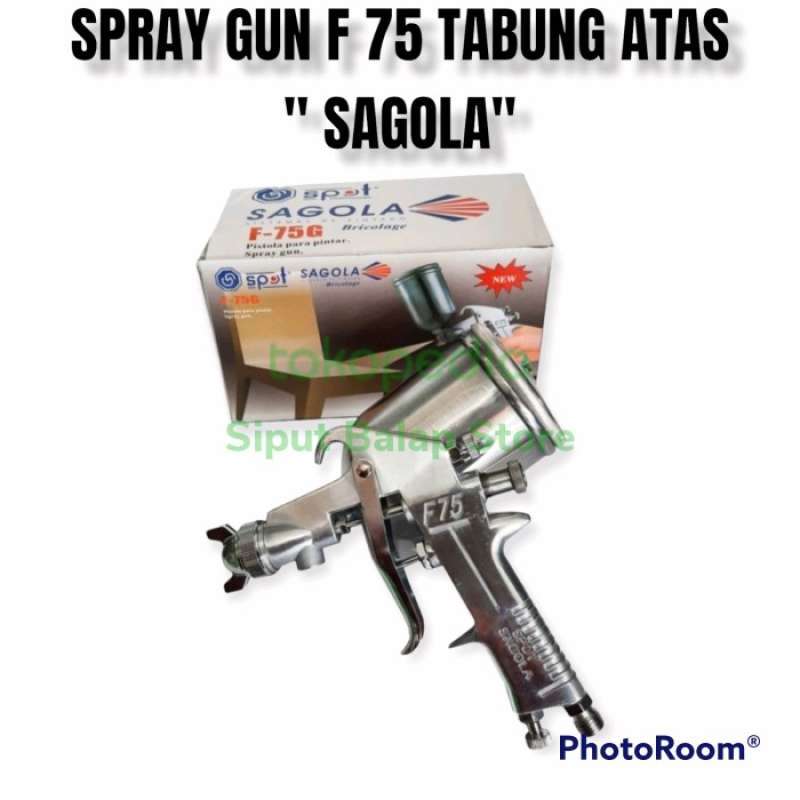 Jual SPRAY GUN F 75 TABUNG ATAS. SPIT SPET CAT ANGIN KOMPRESOR SAGOLA 400ML di Seller Himaga
