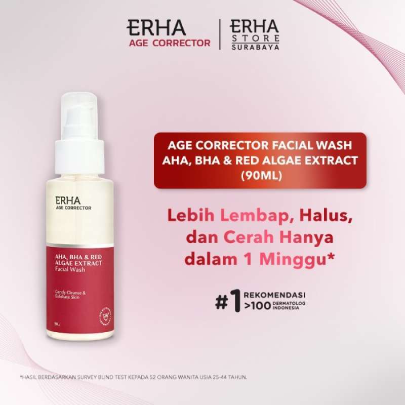 Jual ERHA Age Corrector AHA, BHA & Red Algae Extract Facial Wash 90ml