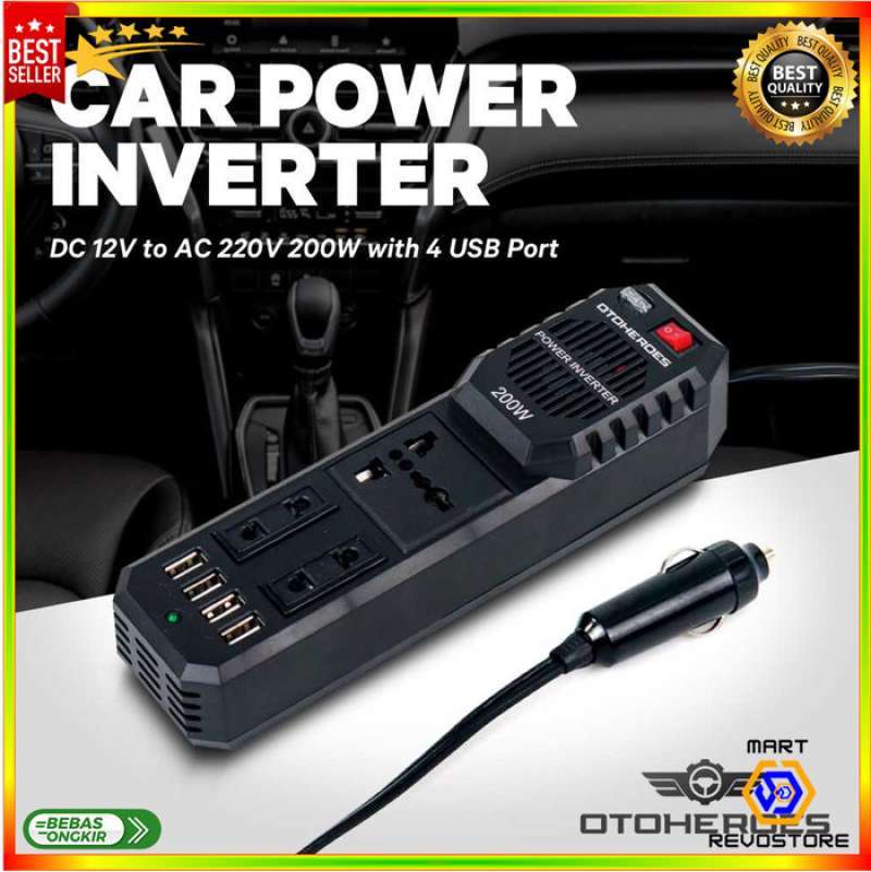 Jual Power Inverter Charger Converter Adaptor Mobil DC to AC 220V 200W +USB di Seller PakDiduk