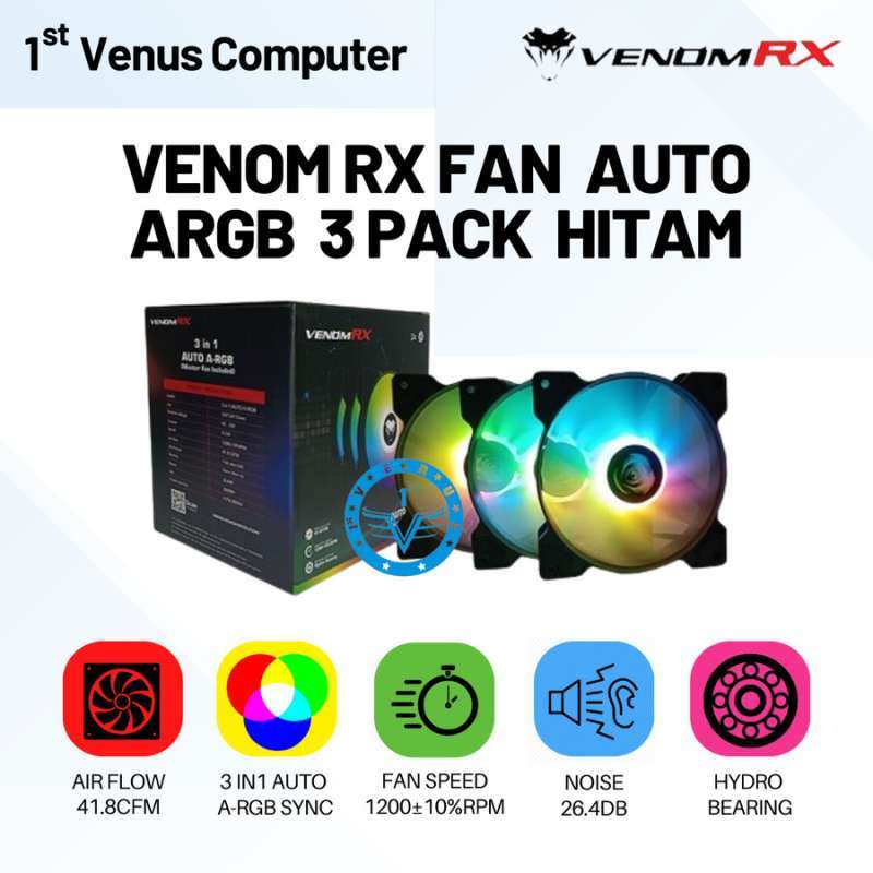 Auto Rgb Fan Jual Fan Case 12cm Argb 3 In 1 Venom Rx Fan Auto A-rgb - Venomrx Fan ...
