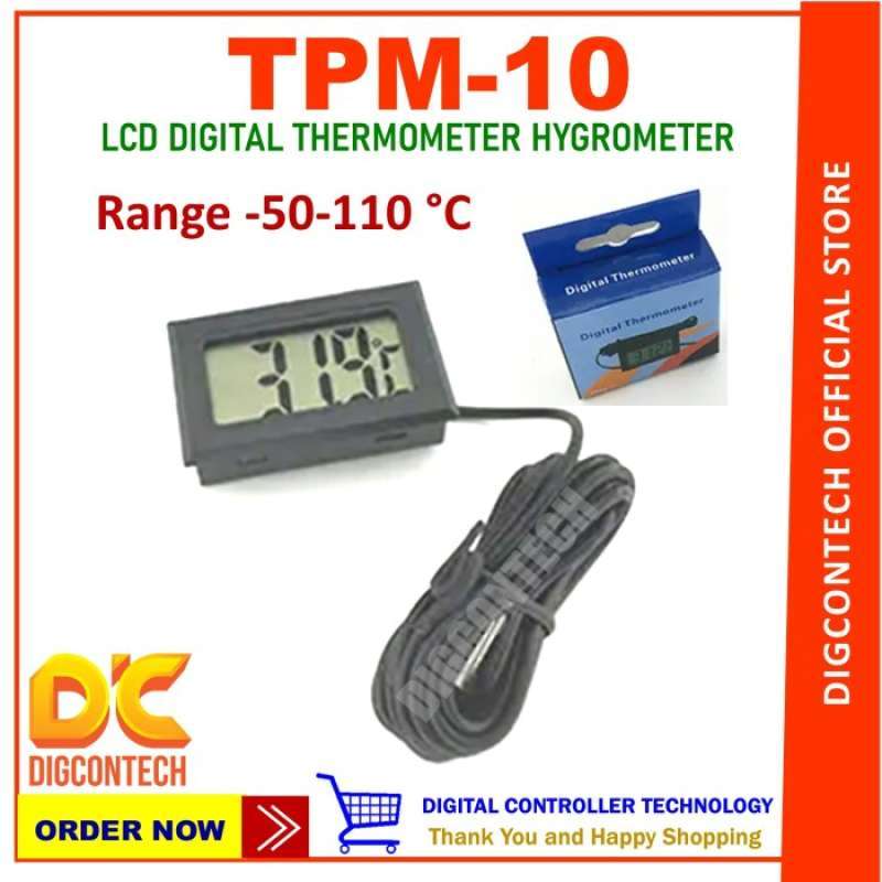Promo tpm 10 digital thermometer hygrometer display tpm 10 hitam diskon