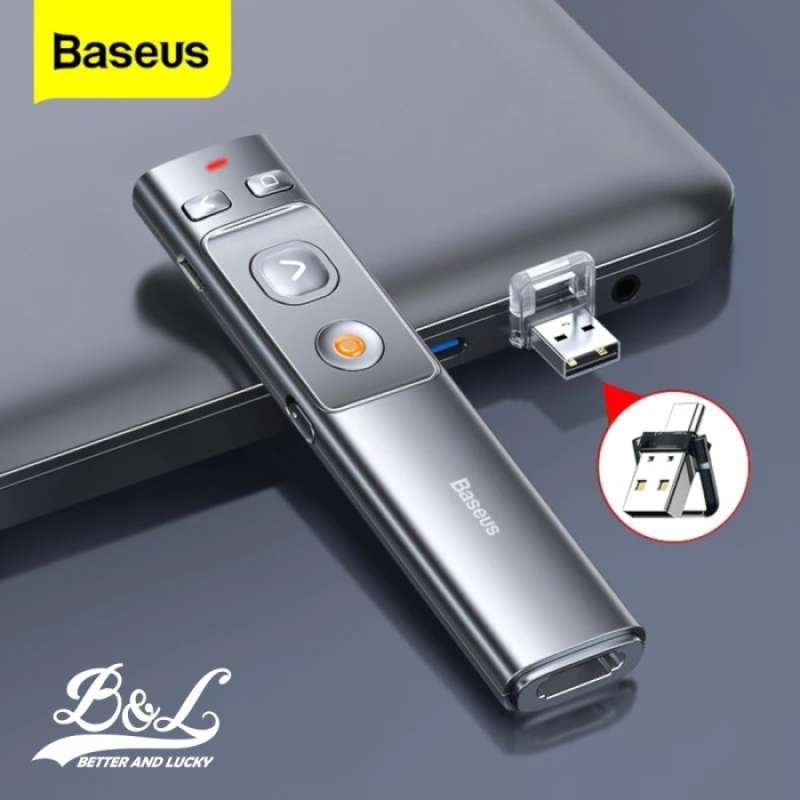 Promo Baseus Red Laser Pointer Wireless Presenter Battery Charging 2.4g ...