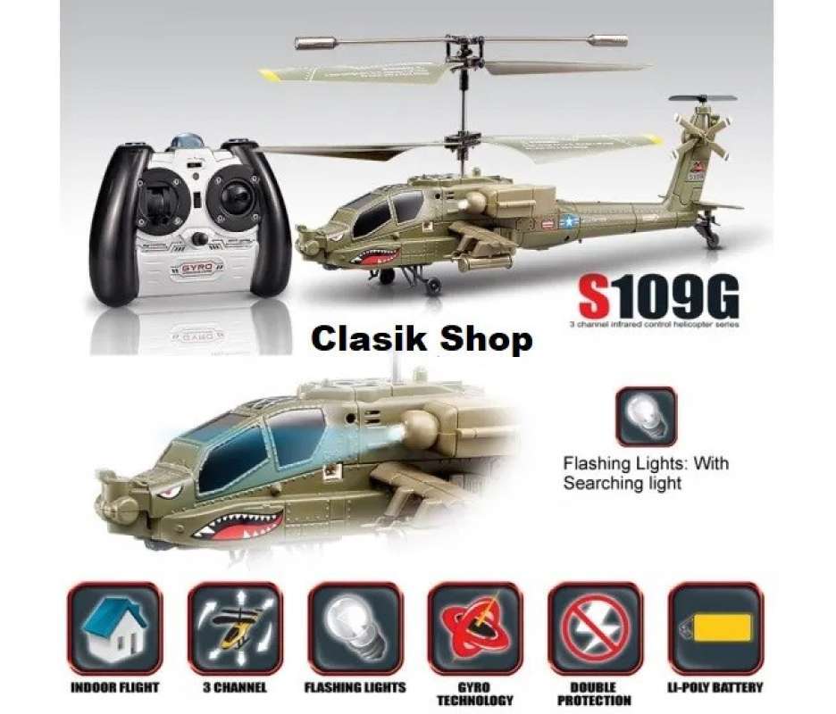 Syma S109G Helikopter Rc 3.5 Beast Rtf Ah 64