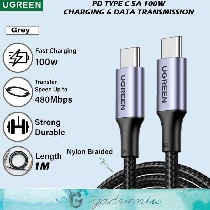 Promo UGREEN KABEL DATA GAMING TYPE C TO TYPE C ELBOW PD FAST CHARGING ...