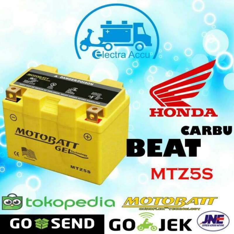 Promo Aki motor honda beat carbu motobatt mtz5s aki gel GARANSI Diskon