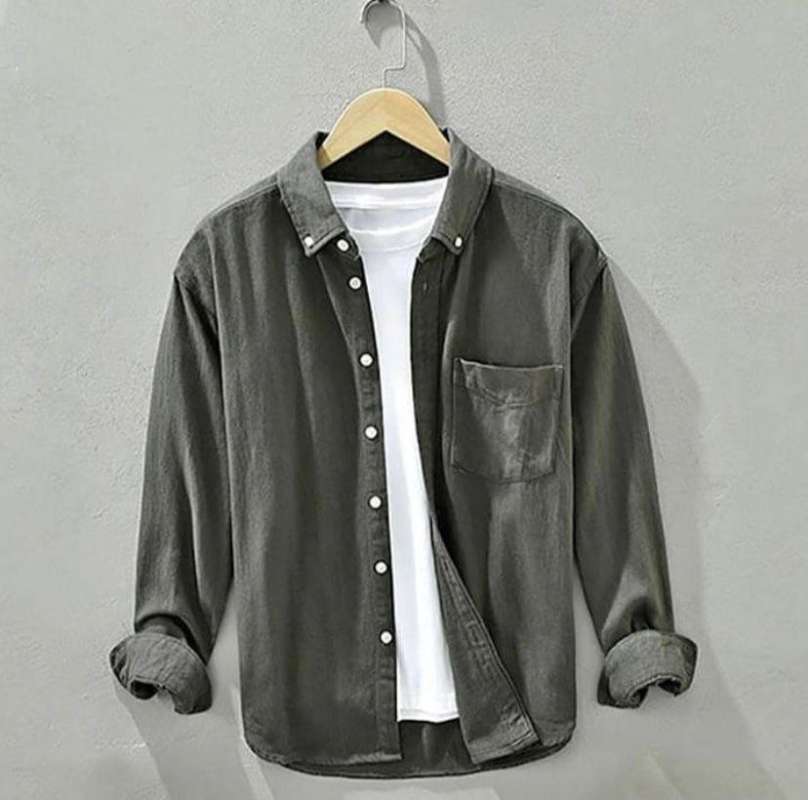 Jual Style Pria Kekinian Baju Pria Terbaru Kemeja Polos Lengan Panjang