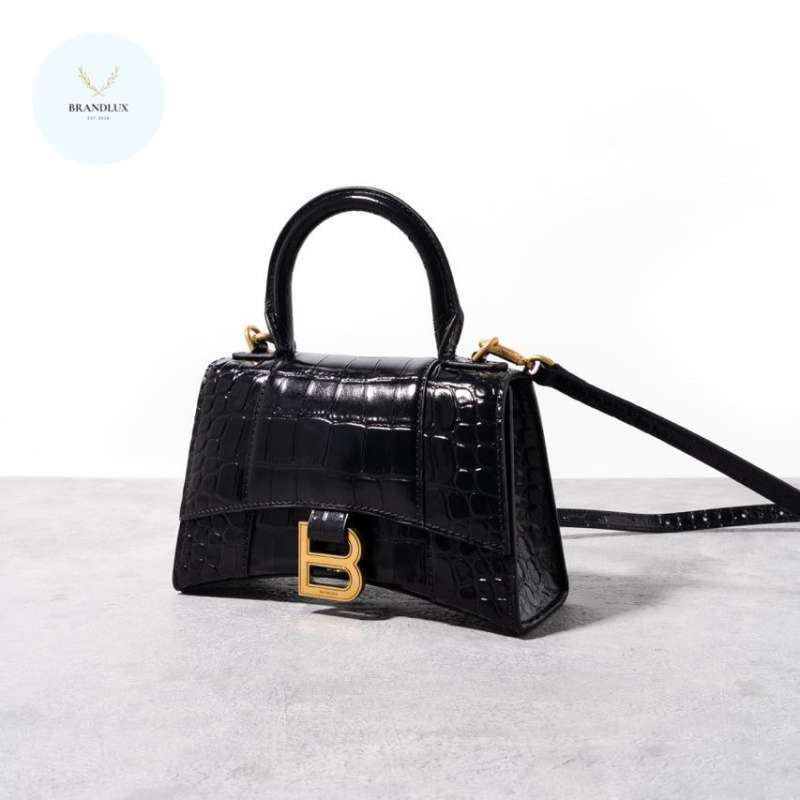BALENCIAGA Hourglass XS croc stamp ghw 100% Authentic