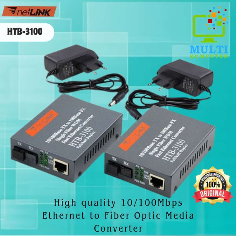 Promo Fiber Optic Media Converter to RJ 45 RJ45 HTB-3100 A+B Netlink ...