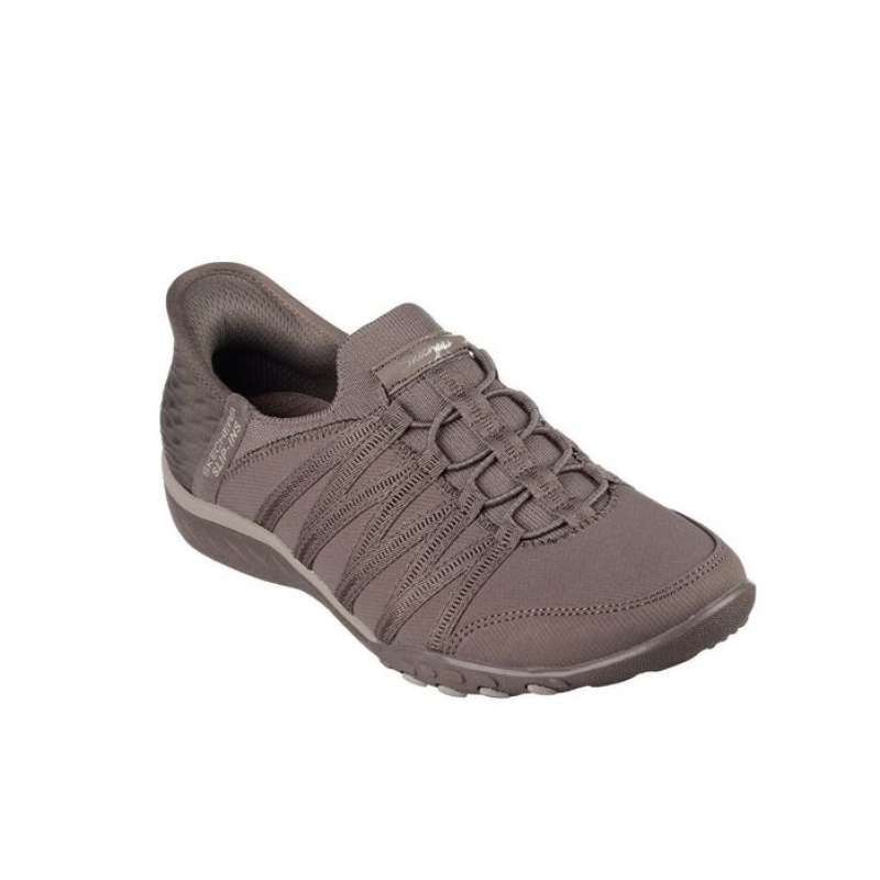 Sepatu Slip On Wanita Skechers Breathe Easy Dark Taupe Original
