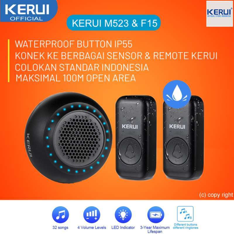 Promo NEW KERUI M523 WIRELESS DOORBELL WATERPROOF FULLCOLOUR LED ...