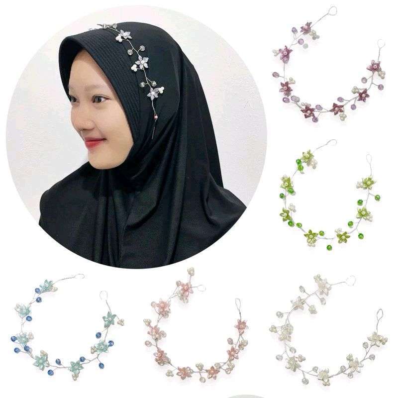Leona Lily Crystal Pearl Headpiece Hairpiece Hijab Tiara Hiasan Kepala  Fairy Handmade Fashion