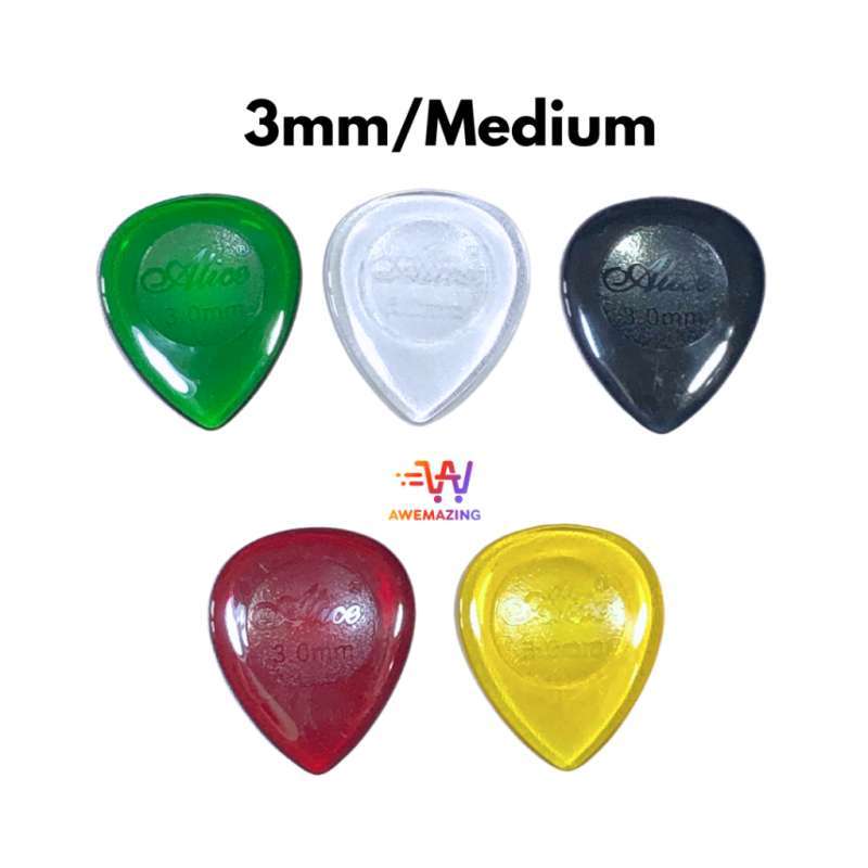 Pick Gitar Alice Ap 500JSM Bahan PC Transparan Tahan Lama Ukuran 1mm 2mm 3mm Alice Guitar Pick Transparent PC Durable