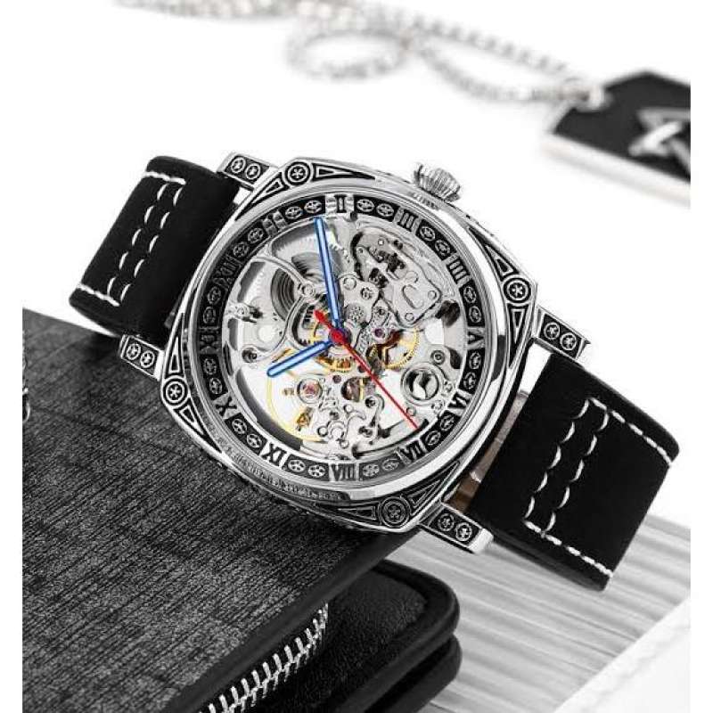 Jam Tangan Mechanical Pria Automatic Movement 9271 Aneh Pria Casual Jarum Divigo Tangam Terbaru Hitam Tali Tgn Kalep Tanga Minimalis Mall Bulat Kl IH