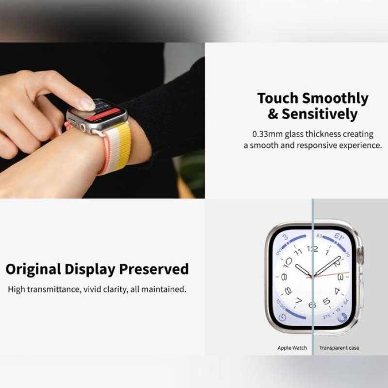 Case Apple Watch 9/8 45/41mm SwitchEasy Hybrid Glass Full Cover Clear