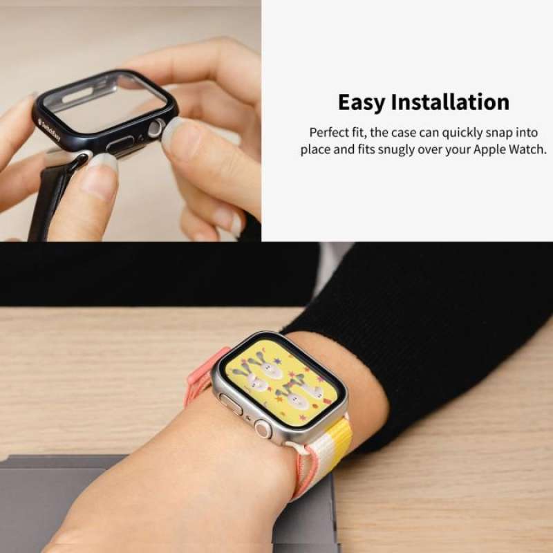 Case Apple Watch 9/8 45/41mm SwitchEasy Hybrid Glass Full Cover Clear