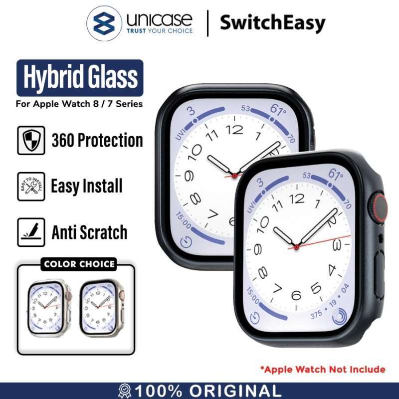 Case Apple Watch 9/8 45/41mm SwitchEasy Hybrid Glass Full Cover Clear