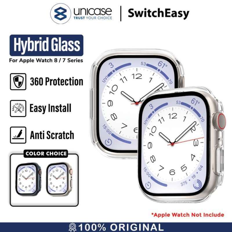 Case Apple Watch 9/8 45/41mm SwitchEasy Hybrid Glass Full Cover Clear