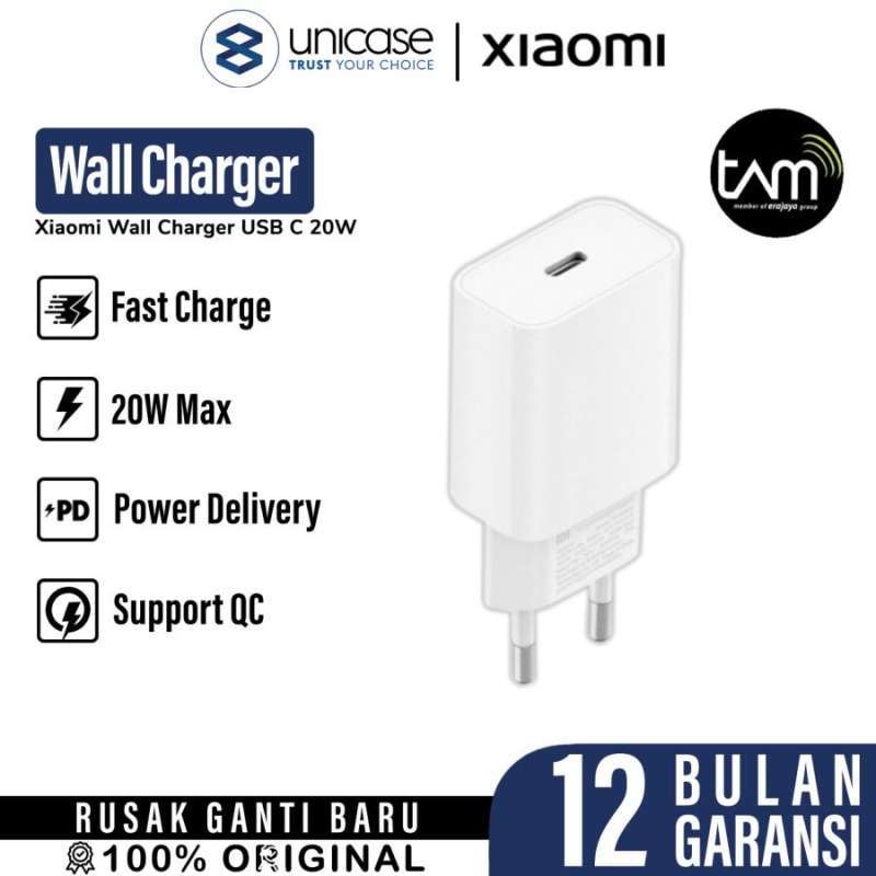 Wall Charger Kepala Adaptor Mini iPhone Xiaomi 20W USB C Fast Charging