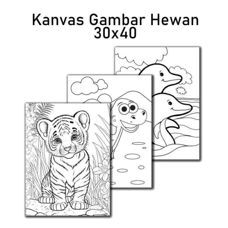 Jual Kanvas Lukis Gambar Hewan 30x40 Cm Sketsa Mewarnai Anak Di Seller