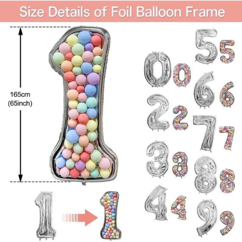 Jual ... Paket Balon Angka Jumbo Diy Frame Isi / Filling Dekorasi ...