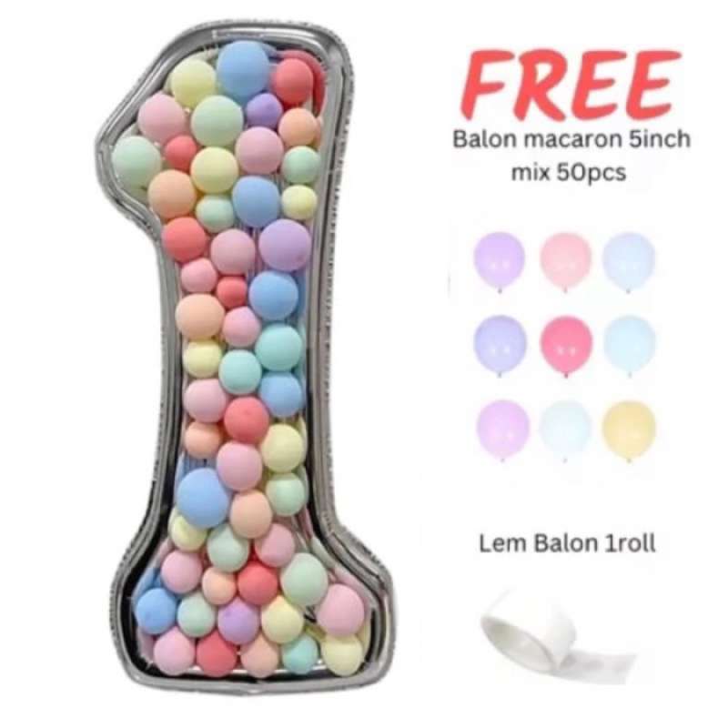 Jual ... Paket Balon Angka Jumbo Diy Frame Isi / Filling Dekorasi ...