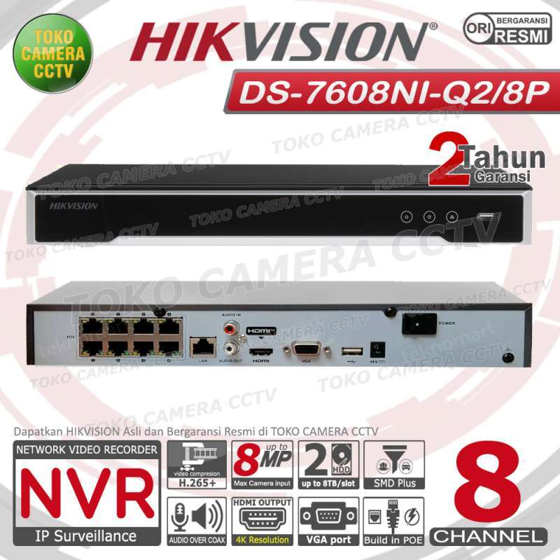 NVR HIKVISION CHANNEL DS-7608NI-Q2-8P NVR 8CH POE HIKVISION