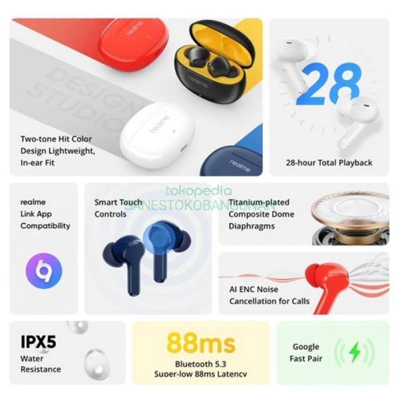 Promo Realme Tws Buds T100 Original Murah Baru Segel Box Diskon 23% Di ...