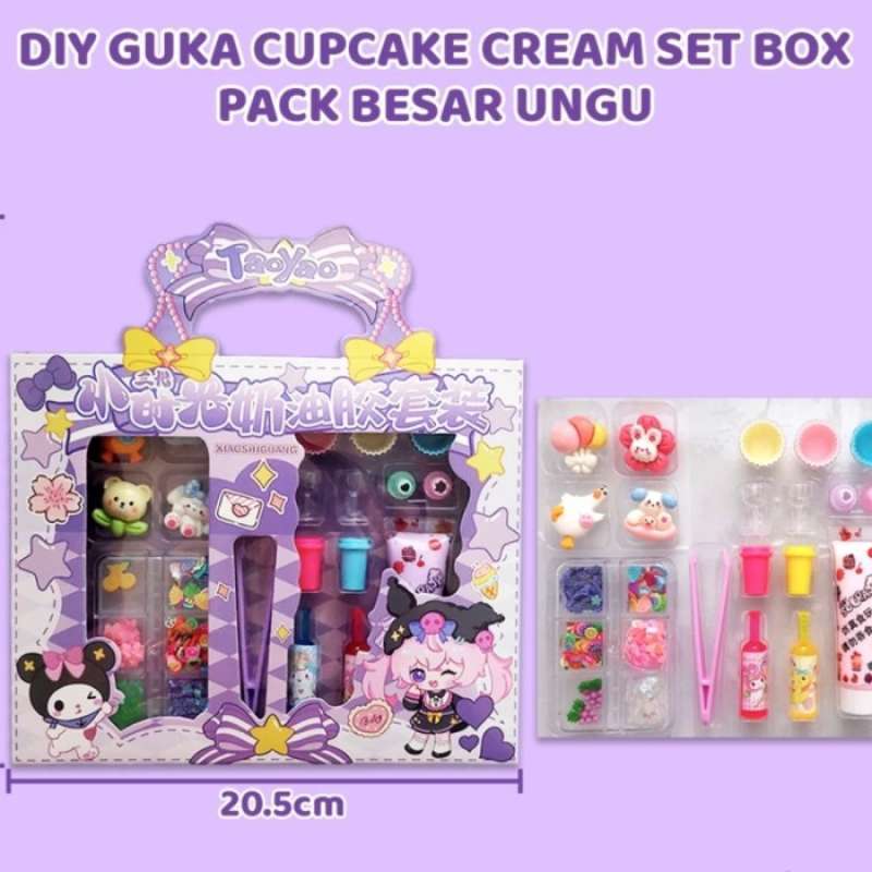 Mainan DIY Cream Gooka Guka Cupcake Setbox Ungu