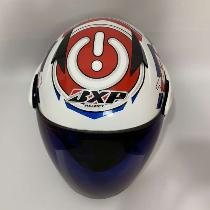Promo Helm Jp 13 Redbull 93 (biru) Putih Glossy Kaca Pelangi/iridium