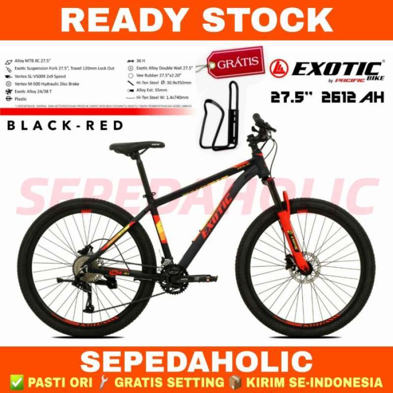 Promo Promo Sepedaung 27.5 Inch Mtb Exotic Et 2612 Ah Alloy 18 Speed Hidrolik Black Red Bonus Holder Diskon 50 Di Seller Bayanaka Rawa Buaya Kota Jakarta Barat Blibli