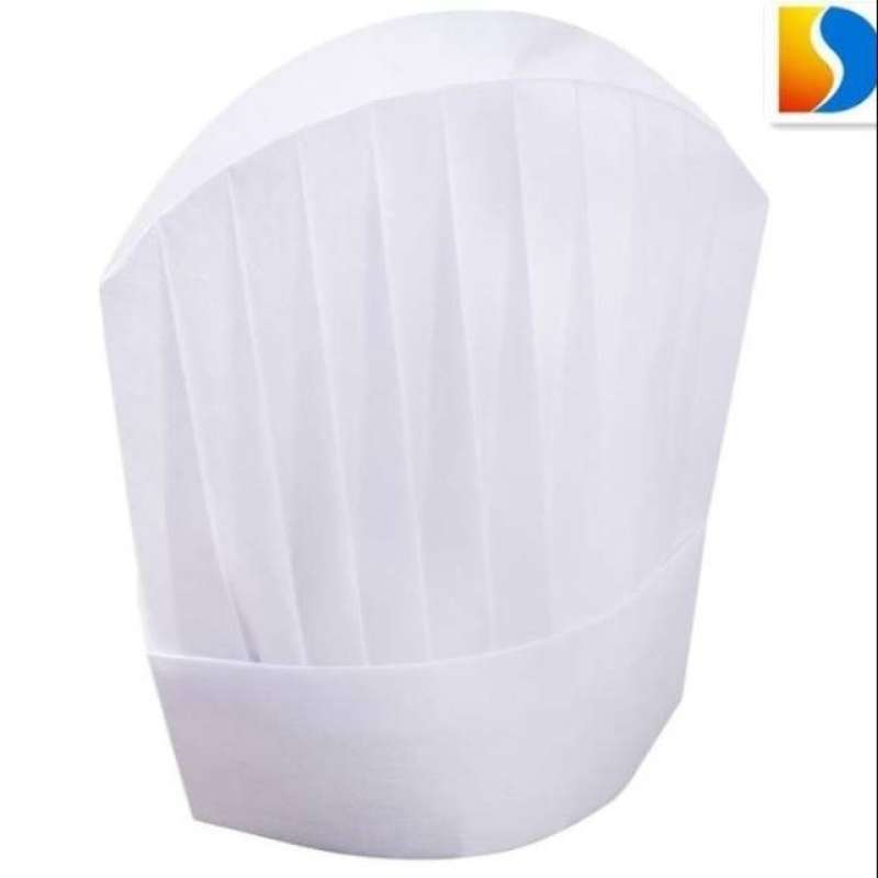 Jual Topi Chef Kertas Warna Putih Topi Koki Oval Bahan Kertas Tinggi 30 ...