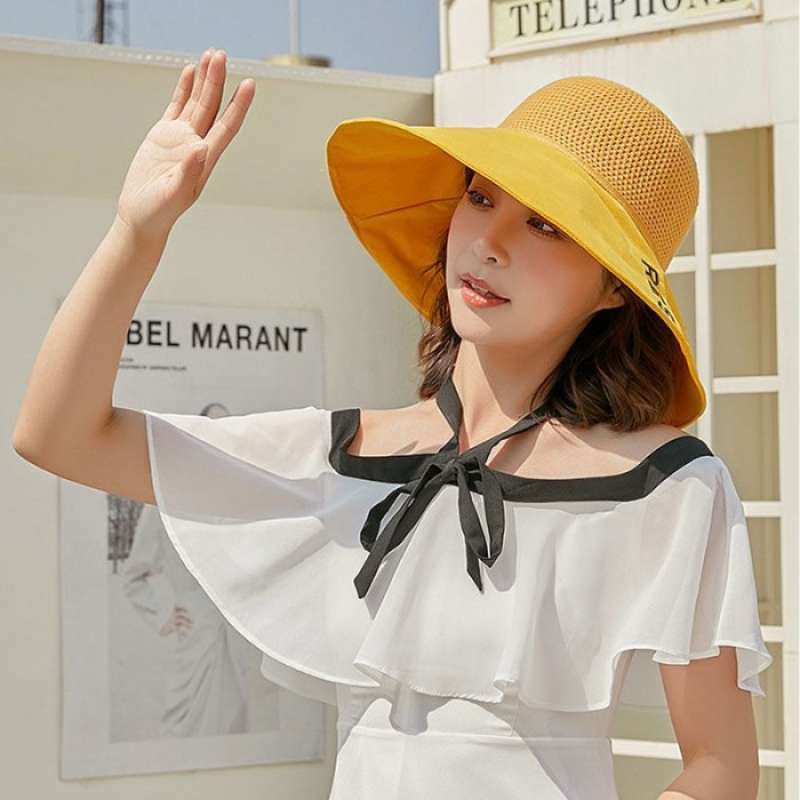 Topi Bucket Rajut Jual Topi Bucket Hat Pantai Wanita Korea Setengah Rajut Jaring Pita Zz ...