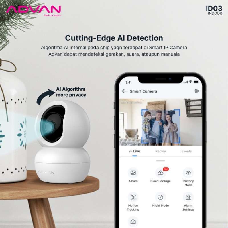 Promo Advan Smart Ip Camera Wireless Ipcam Id3 Kamera Cctv Wifi 3mp 2k ...