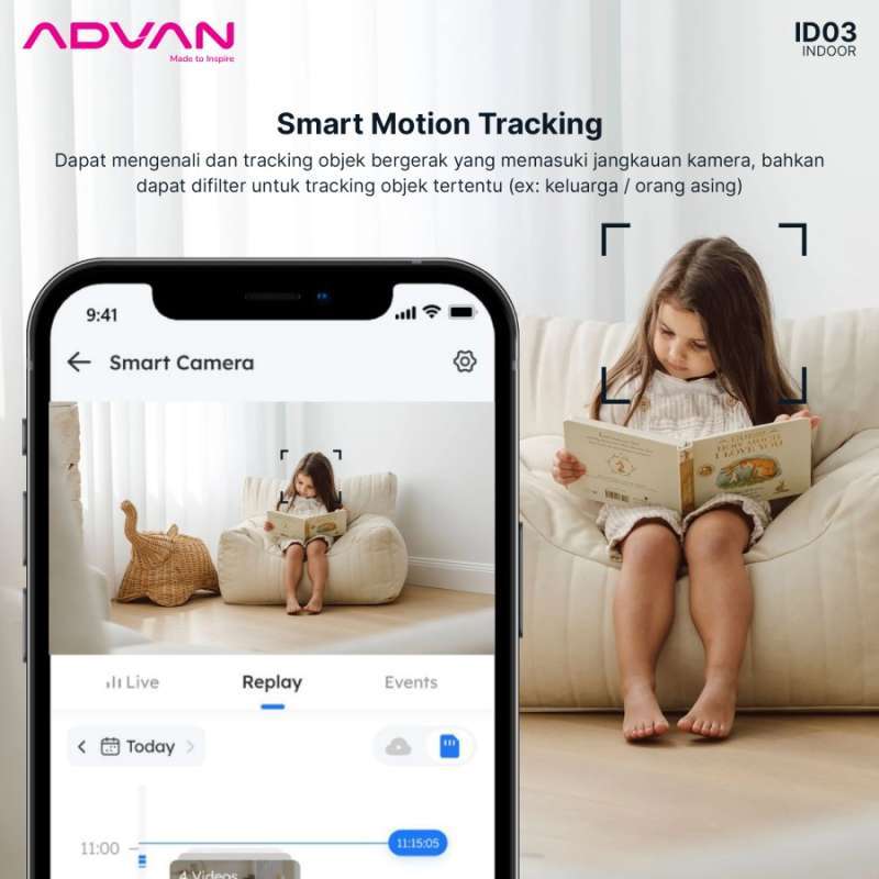 Promo Advan Smart Ip Camera Wireless Ipcam Id3 Kamera Cctv Wifi 3mp 2k ...