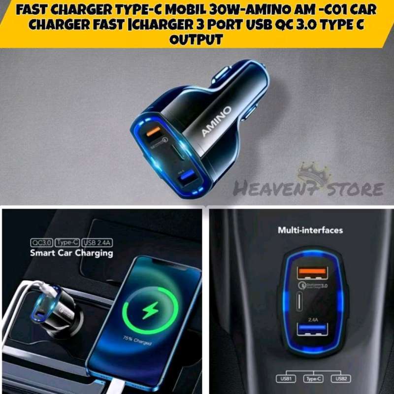 Jual Fast Charger Type-c Mobil 30w-amino Am -c01 Car Charger Fast