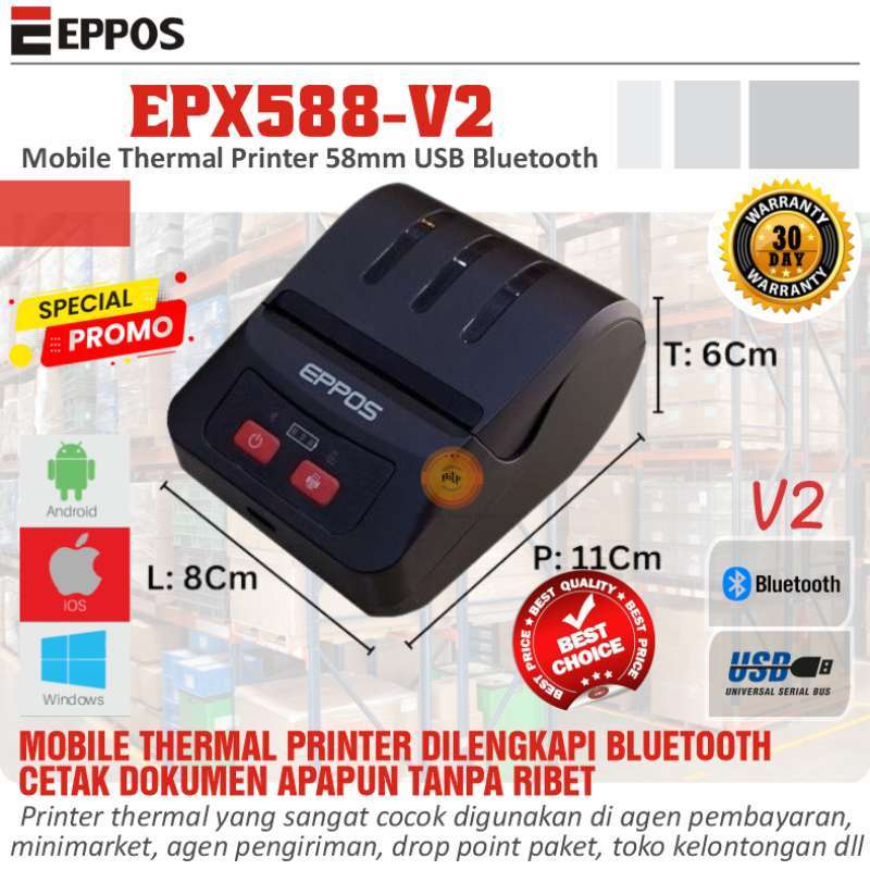 Printer Eppo's Rpp02 Jual Eppos Epx588 Versi 2 Epx588-v2 Epx588v2 Rpp02 58mm Mini Printer ...