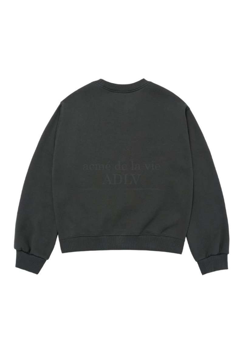【ADLV】OLD SCHOOL CRACK PRINTING CROP NAPPING SWEATSHIRTS Promo [adlv] Acmedelavie Old School Crack Printing Crop