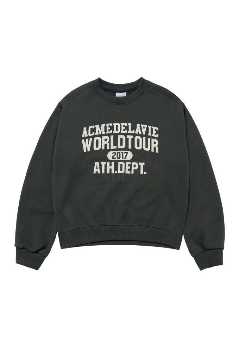 【ADLV】OLD SCHOOL CRACK PRINTING CROP NAPPING SWEATSHIRTS Promo [adlv] Acmedelavie Old School Crack Printing Crop
