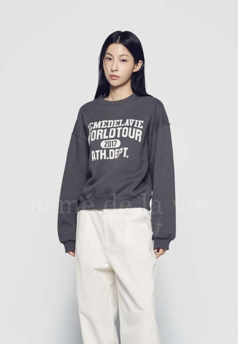 【ADLV】OLD SCHOOL CRACK PRINTING CROP NAPPING SWEATSHIRTS Promo [adlv] Acmedelavie Old School Crack Printing Crop