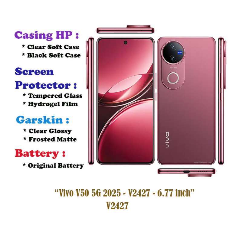 V2427 Color Jual vivo V50 5g 2025 - V2427 - 6.77 Inch- Case - Screen Protector -dll ...
