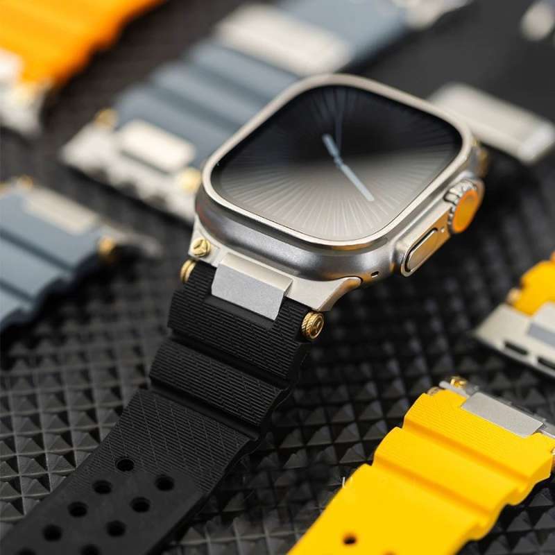 Rocky Norman Strap Silicone rubber Apple watch 10 46mm 45mm 44mm  SE iwatch Ultra 49mm Gshock sporty metal stainless steel buckle