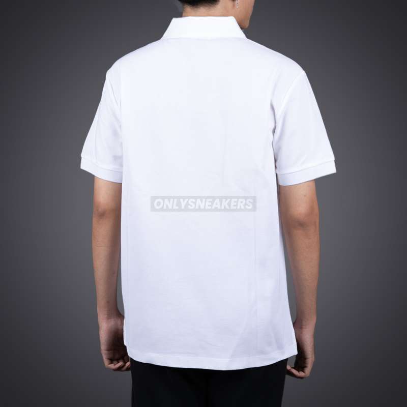 BURBERRY HARTFORD EMBROIDERY LOGO CHECK POLO SHIRT WHITE