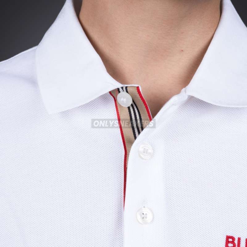 Jual Burberry Hartford Embroidery Logo Check Polo Shirt White Di