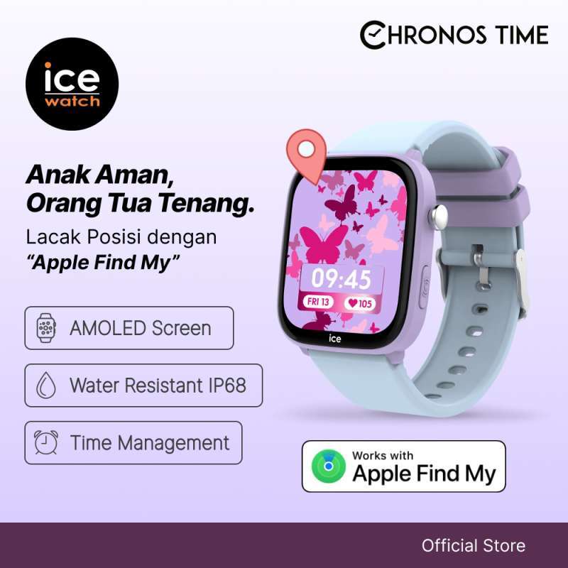 Smartwatch Anak ICE Smart Junior Find My Jam Tangan Pintar Anak  Dengan Apple Find My Network, Anti Air IP 68, Tanpa SIM Card, Baterai Tahan  Lama