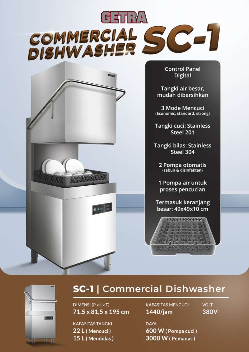 Jual Mesin Cuci Piring Otomatis Getra Sc Commercial Dishwasher
