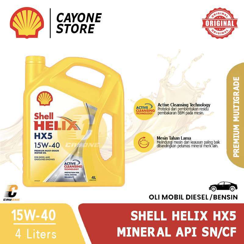 Jual Shell Oli Mobil Helix Hx5 Premium Multigrade 15w-40 Api Sn/cf 4 L ...