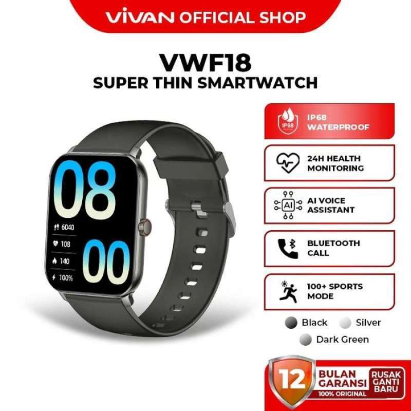 VIVAN Smart Watch VWF18 Waterproof IP68 100+ Sports Mode Alexa AI  Professional Health Monitoring Battery Up To Days Bluetoot