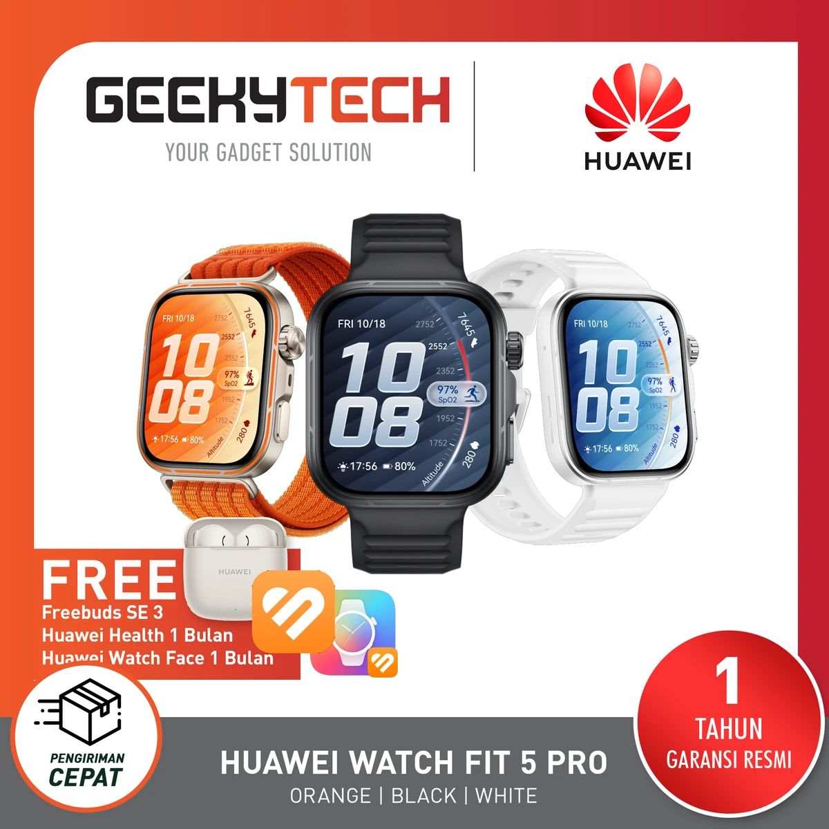 Jual HUAWEI Watch Fit 5 Pro Outdoor Sports Ecg - Garansi Resmi HUAWEI ...